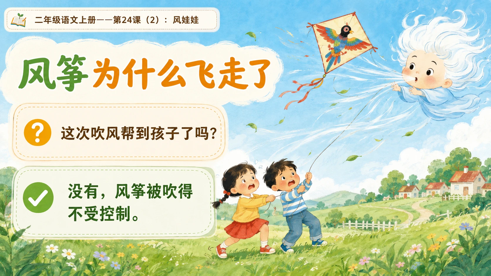 小学六年制统编教材系列课件——二年级语文上册第24课（2）：风娃娃 - 预览图6