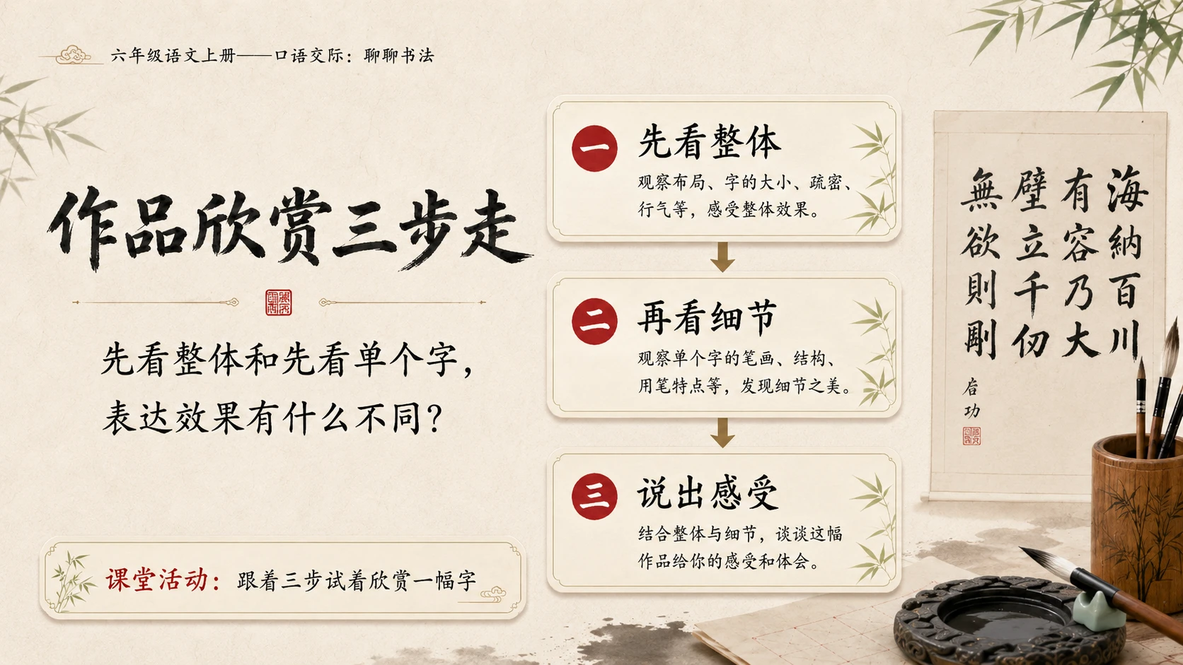 小学六年制统编教材系列课件——六年级语文上册：聊聊书法 - 预览图7