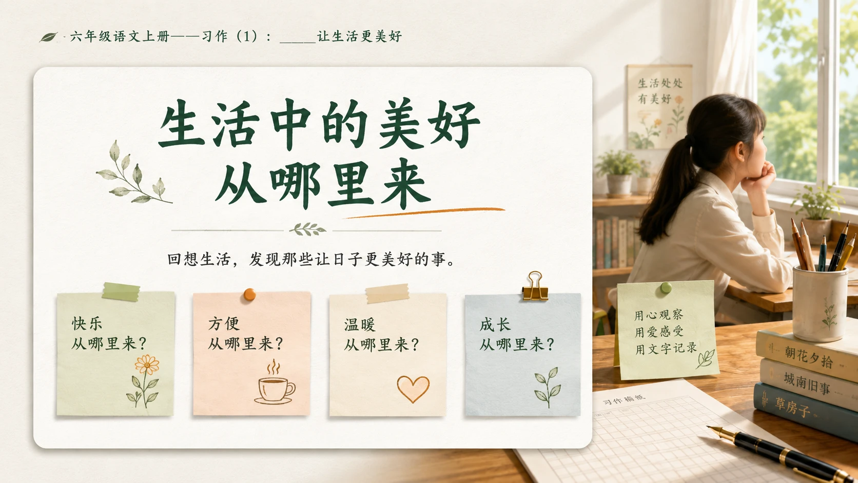 小学六年制统编教材系列课件——六年级语文上册习作：_____让生活更美好（1） - 预览图2