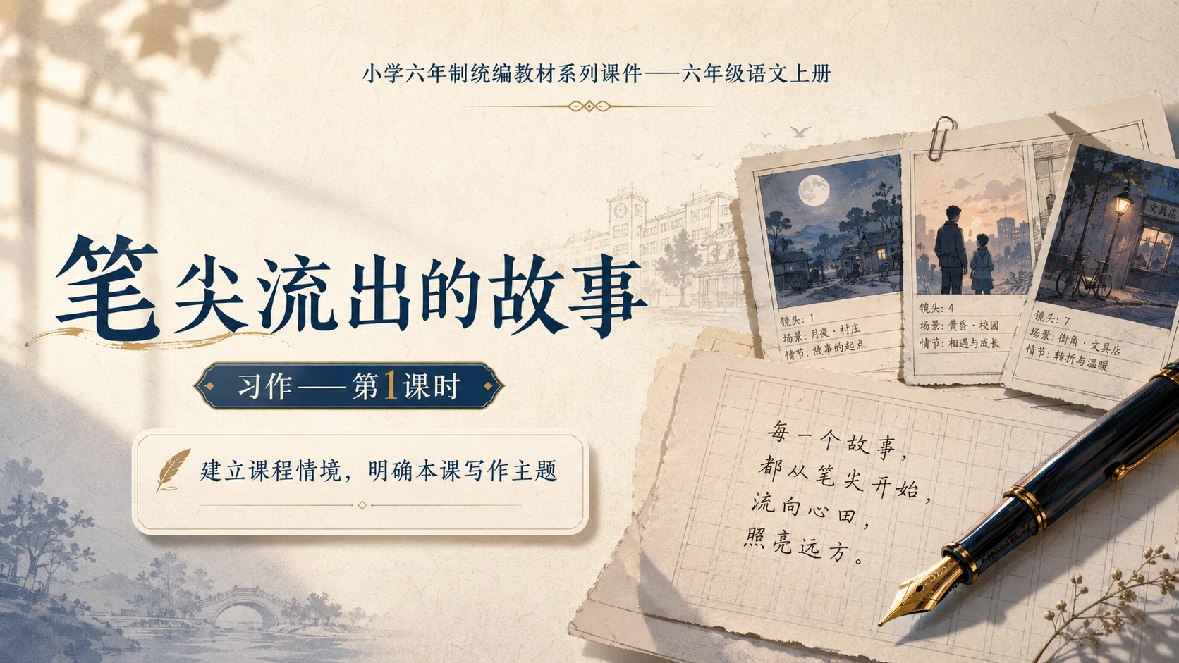 小学六年制统编教材系列课件——六年级语文上册习作：笔尖流出的故事（1） - 预览图1