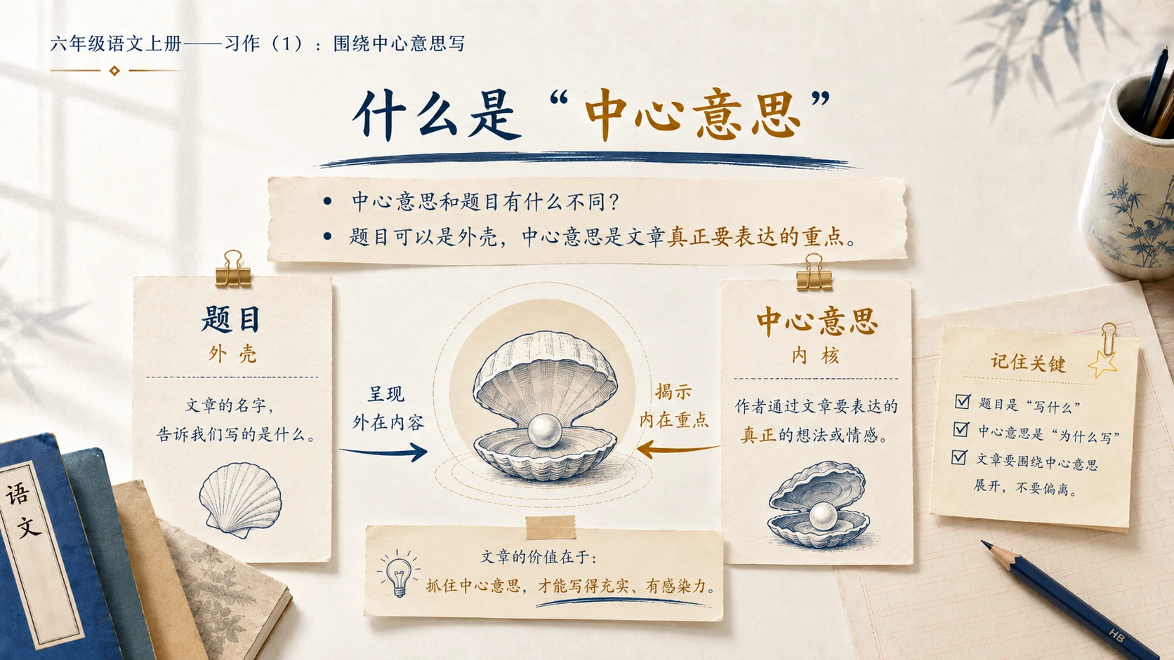 小学六年制统编教材系列课件——六年级语文上册习作：围绕中心意思写（1） - 预览图3