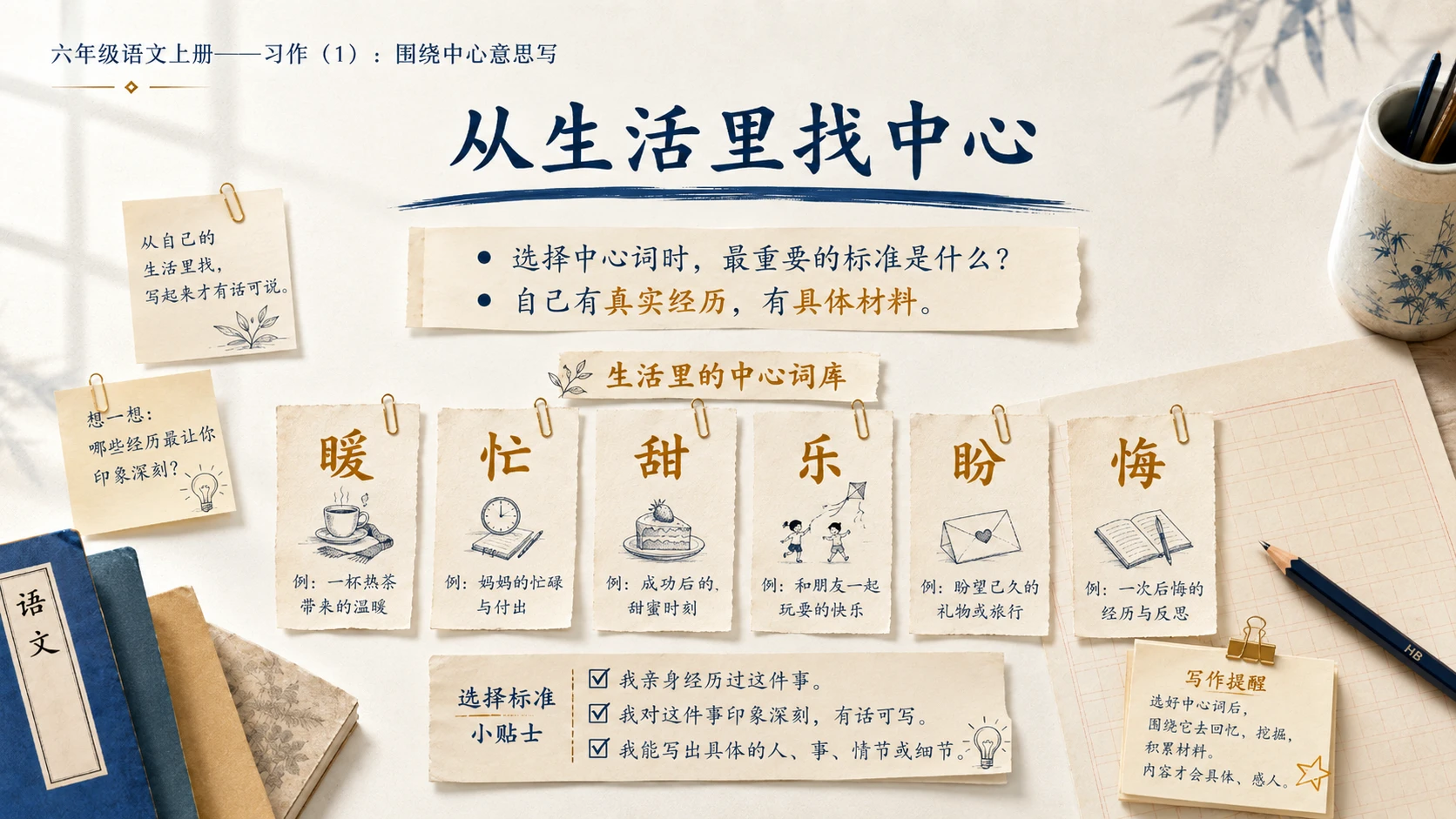 小学六年制统编教材系列课件——六年级语文上册习作：围绕中心意思写（1） - 预览图6