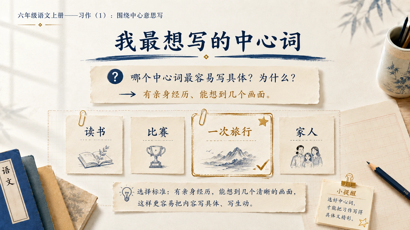 小学六年制统编教材系列课件——六年级语文上册习作：围绕中心意思写（1） - 预览图7