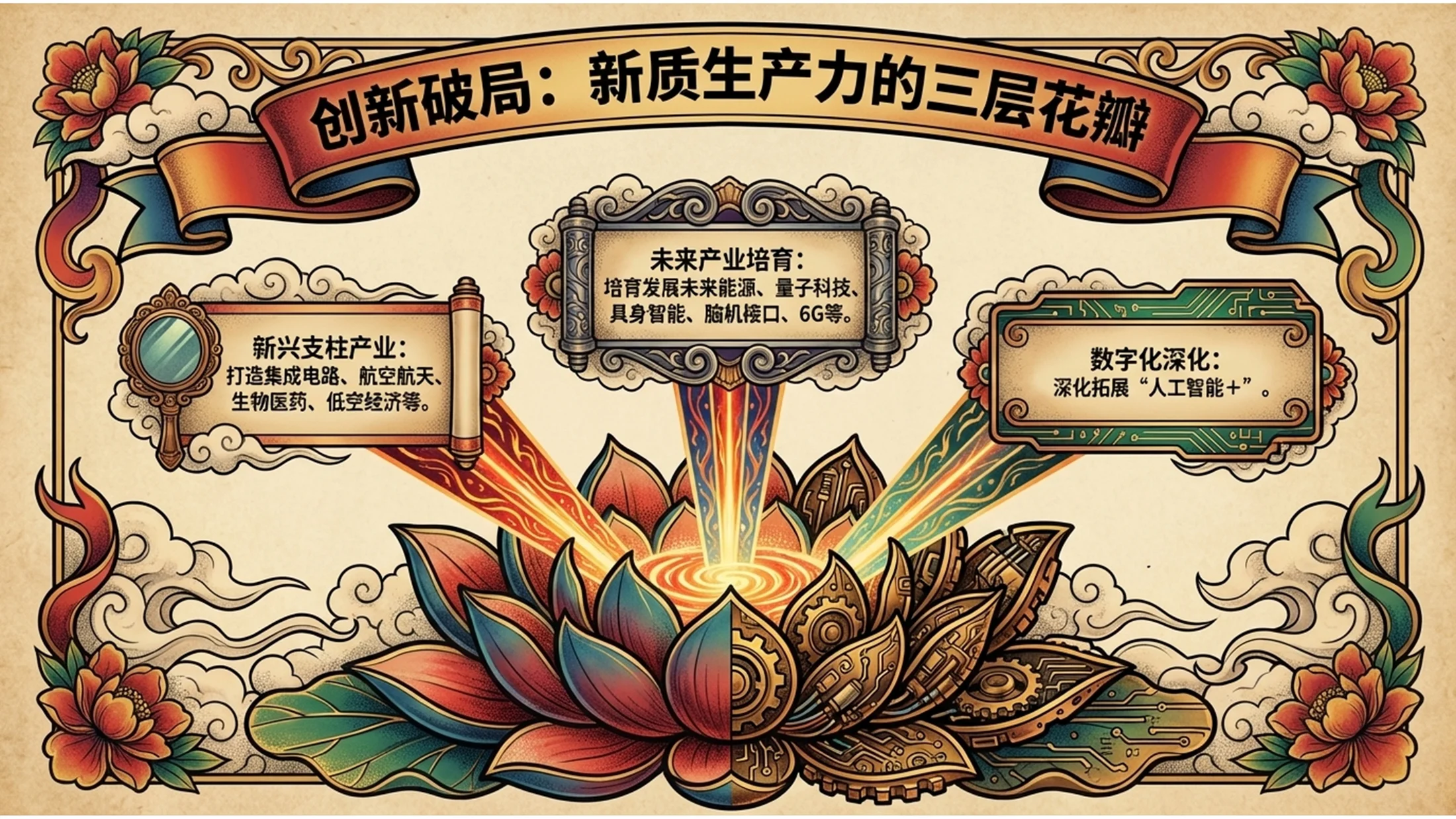 新传统纹身风格政府工作报告PPT - 预览图9