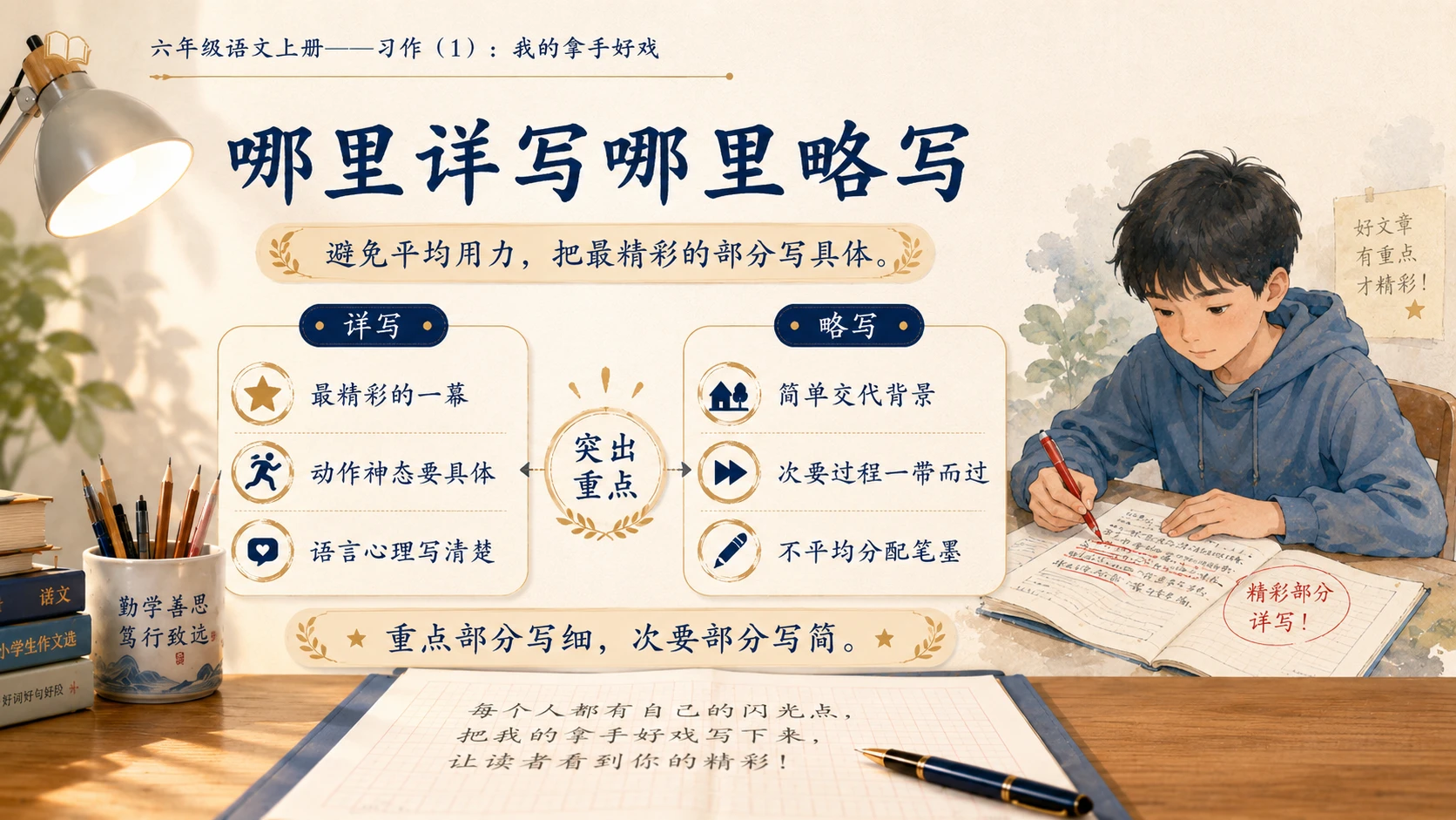 小学六年制统编教材系列课件——六年级语文上册：习作：我的拿手好戏（1） - 预览图11