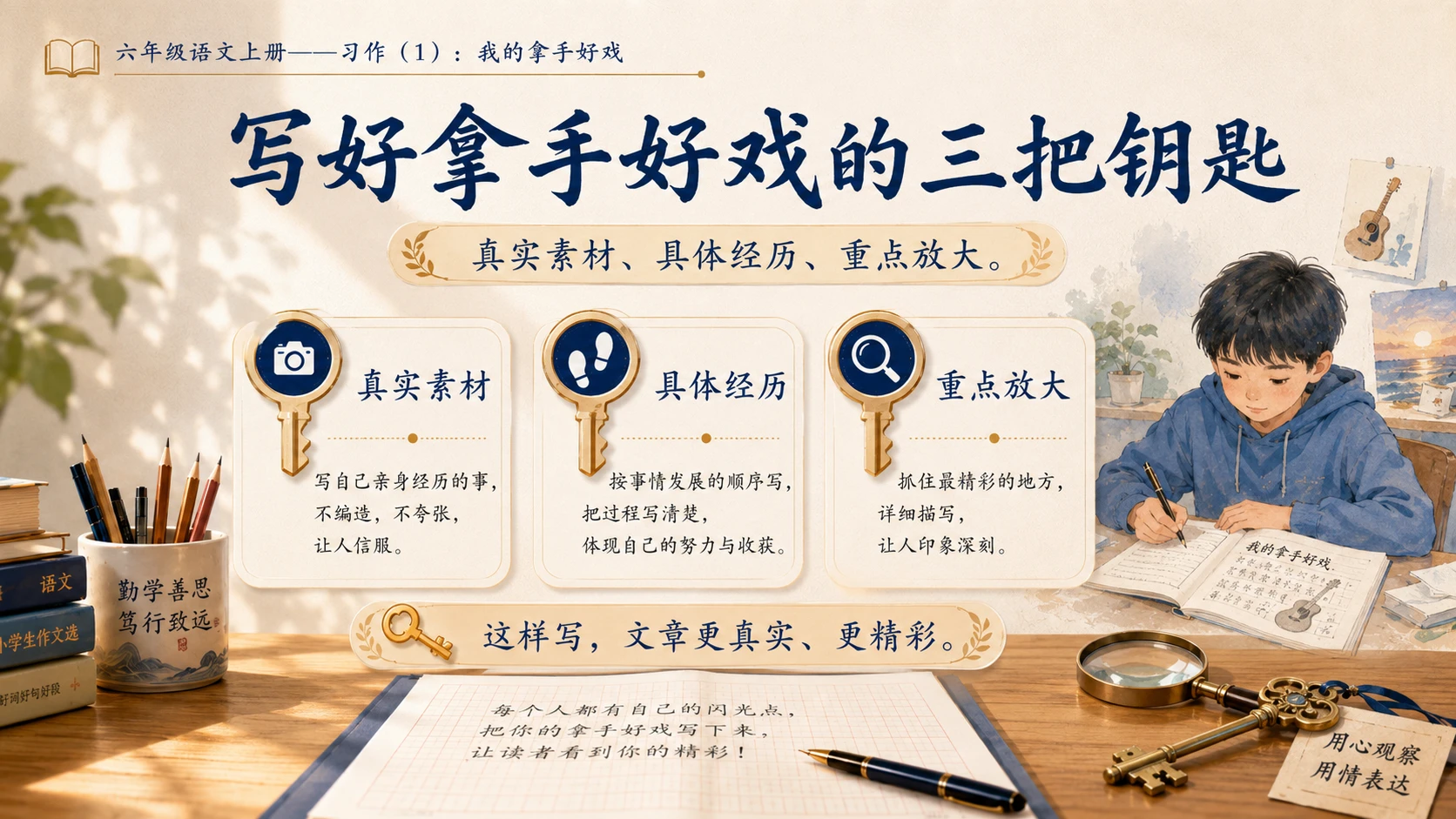 小学六年制统编教材系列课件——六年级语文上册：习作：我的拿手好戏（1） - 预览图15