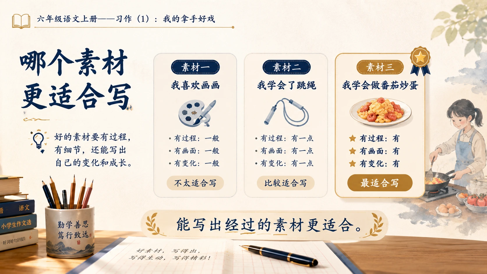 小学六年制统编教材系列课件——六年级语文上册：习作：我的拿手好戏（1） - 预览图6