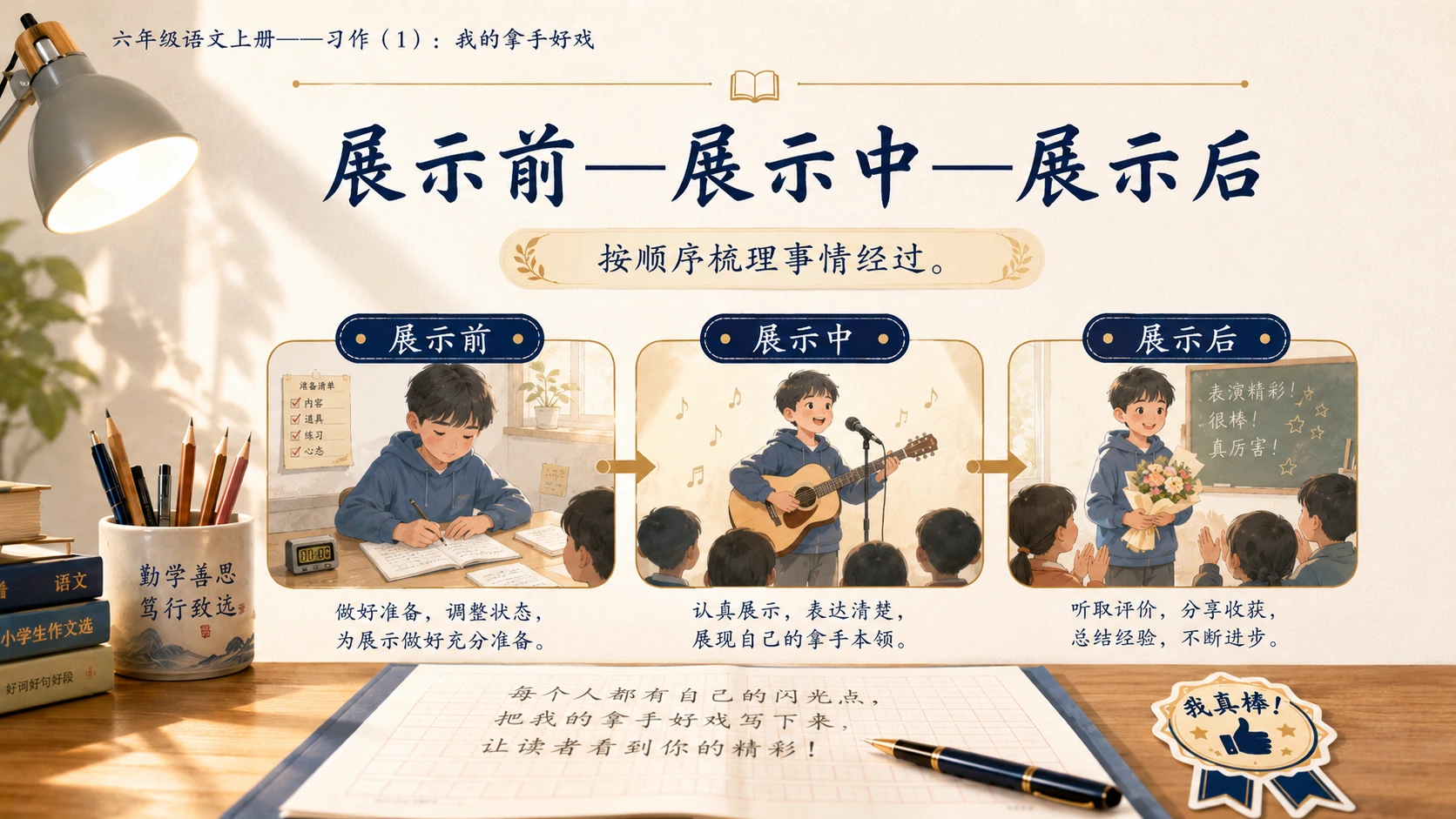 小学六年制统编教材系列课件——六年级语文上册：习作：我的拿手好戏（1） - 预览图8