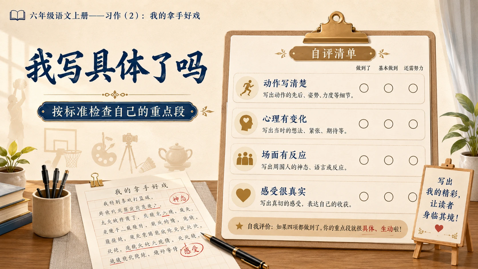 小学六年制统编教材系列课件——六年级语文上册：习作：我的拿手好戏（2） - 预览图11