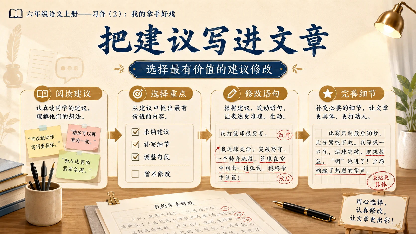 小学六年制统编教材系列课件——六年级语文上册：习作：我的拿手好戏（2） - 预览图13