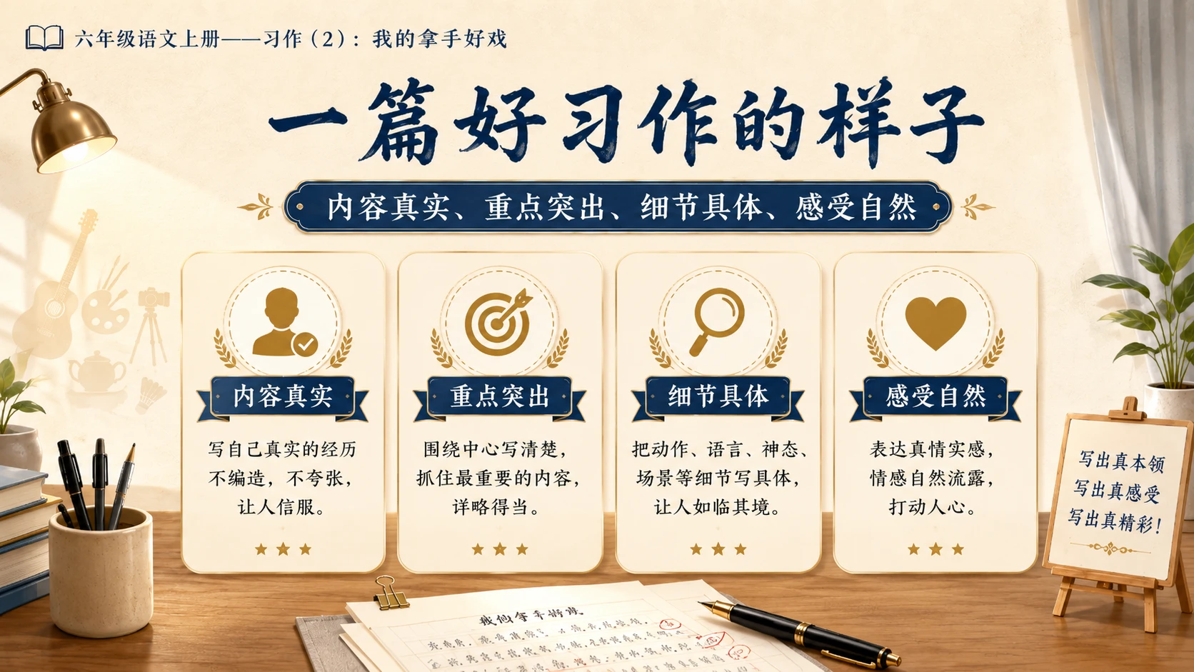 小学六年制统编教材系列课件——六年级语文上册：习作：我的拿手好戏（2） - 预览图15