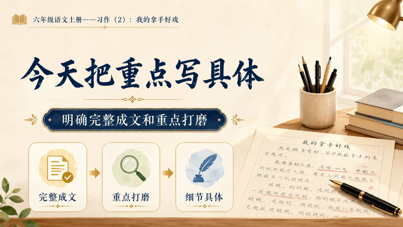 小学六年制统编教材系列课件——六年级语文上册：习作：我的拿手好戏（2） - 预览图3