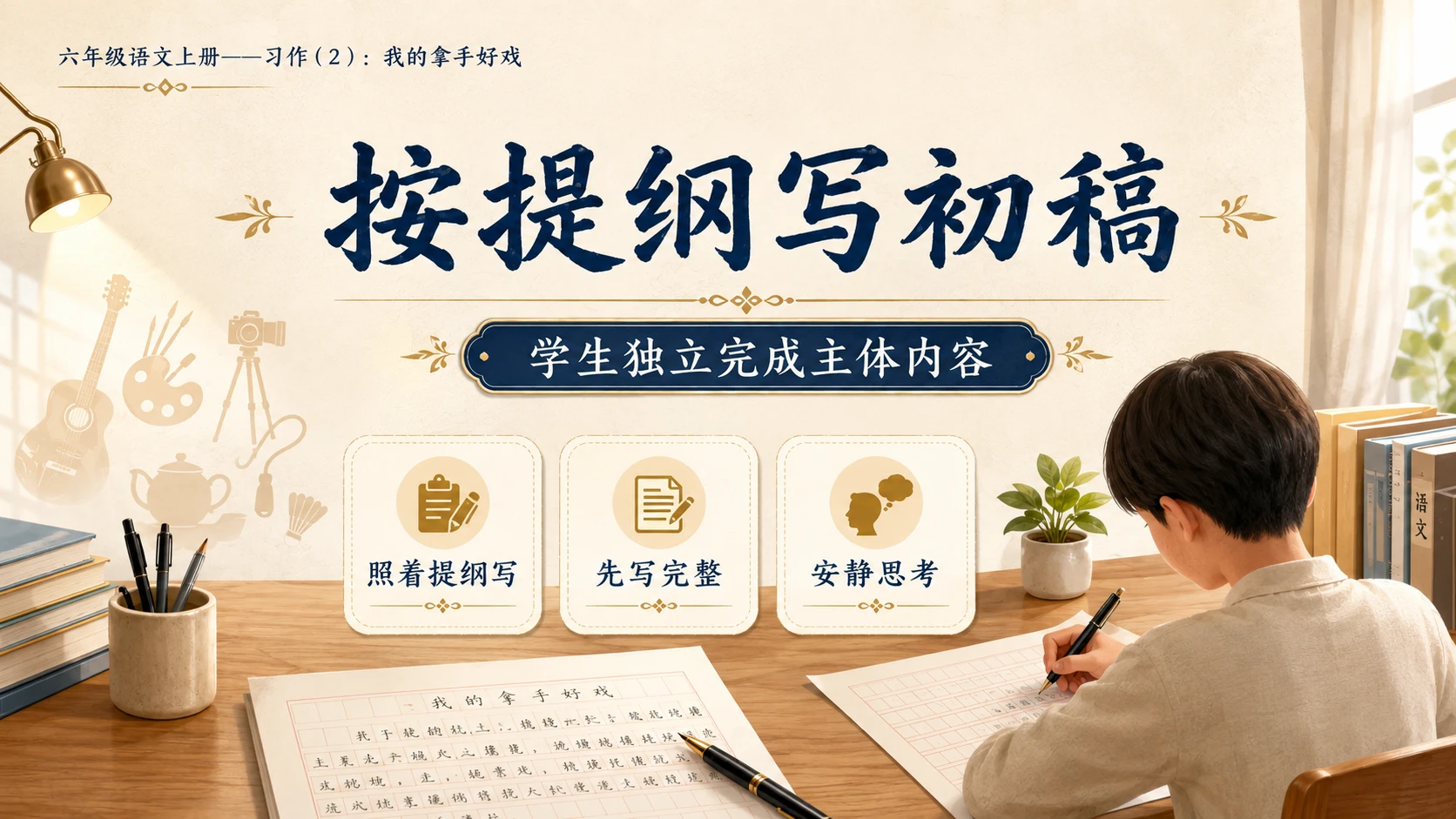小学六年制统编教材系列课件——六年级语文上册：习作：我的拿手好戏（2） - 预览图5
