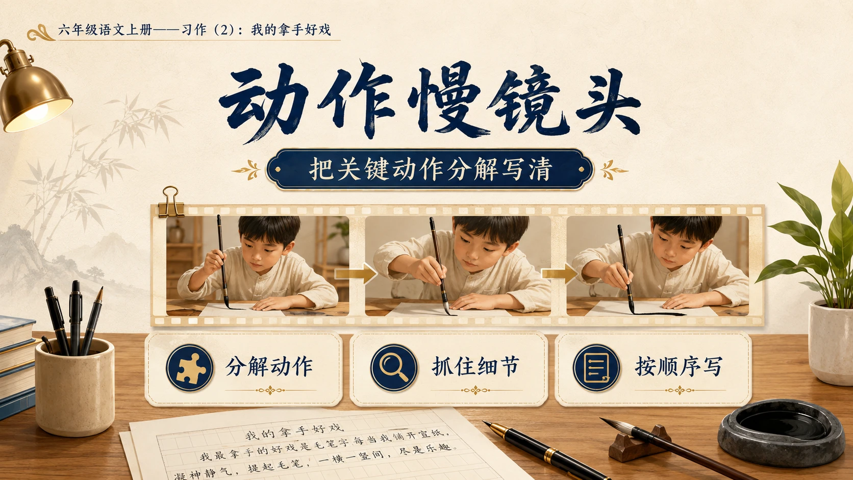 小学六年制统编教材系列课件——六年级语文上册：习作：我的拿手好戏（2） - 预览图7