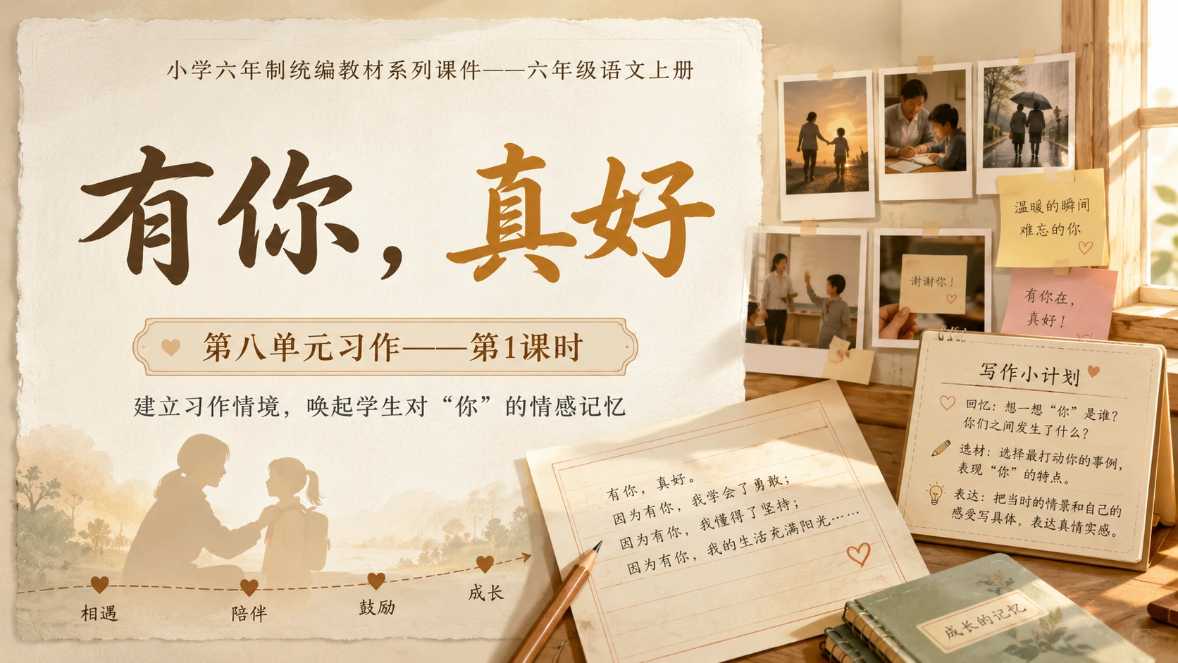 小学六年制统编教材系列课件——六年级语文上册：习作：有你，真好（1） - 预览图1