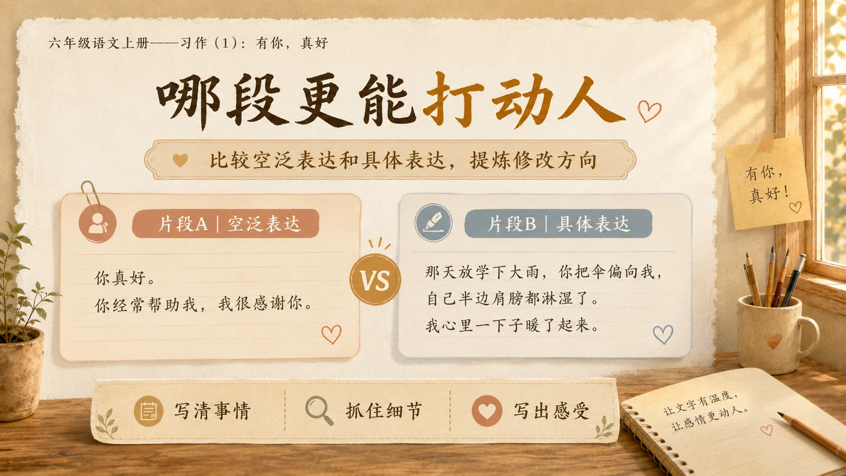 小学六年制统编教材系列课件——六年级语文上册：习作：有你，真好（1） - 预览图11