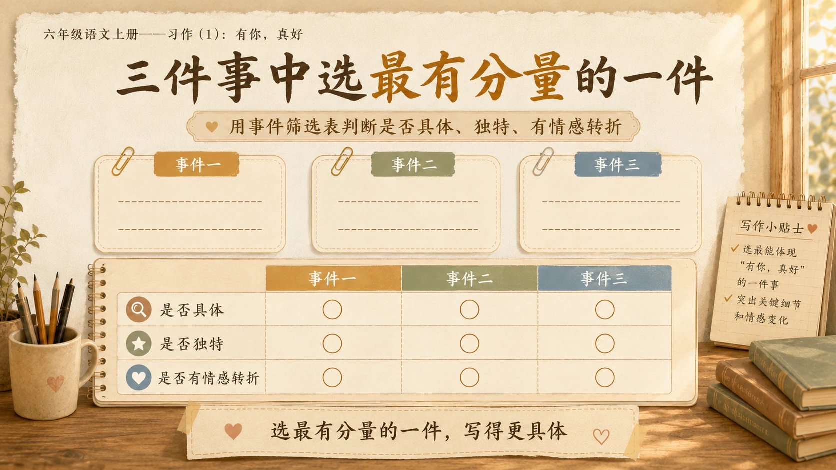 小学六年制统编教材系列课件——六年级语文上册：习作：有你，真好（1） - 预览图13
