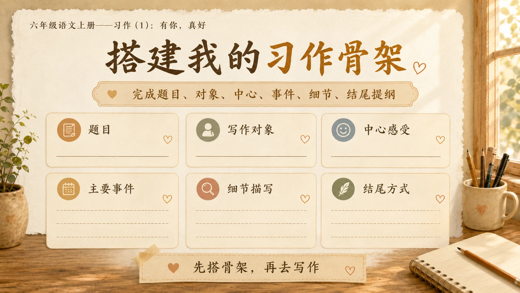 小学六年制统编教材系列课件——六年级语文上册：习作：有你，真好（1） - 预览图15