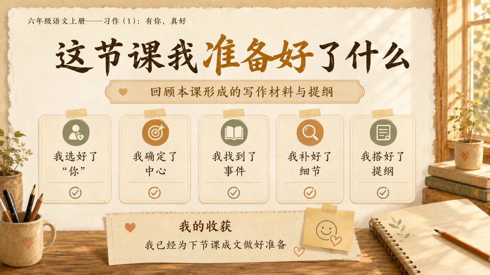 小学六年制统编教材系列课件——六年级语文上册：习作：有你，真好（1） - 预览图19