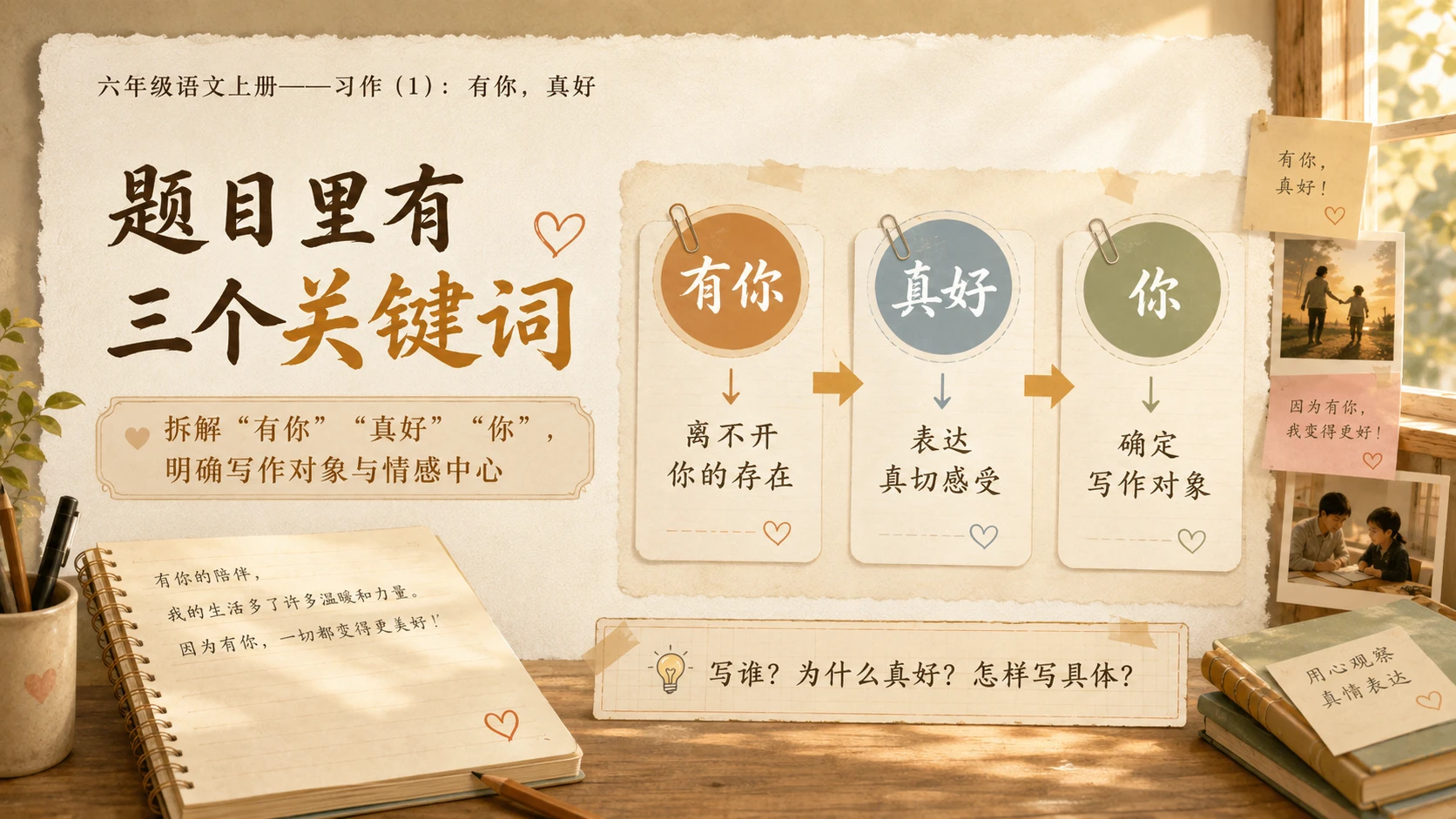 小学六年制统编教材系列课件——六年级语文上册：习作：有你，真好（1） - 预览图3