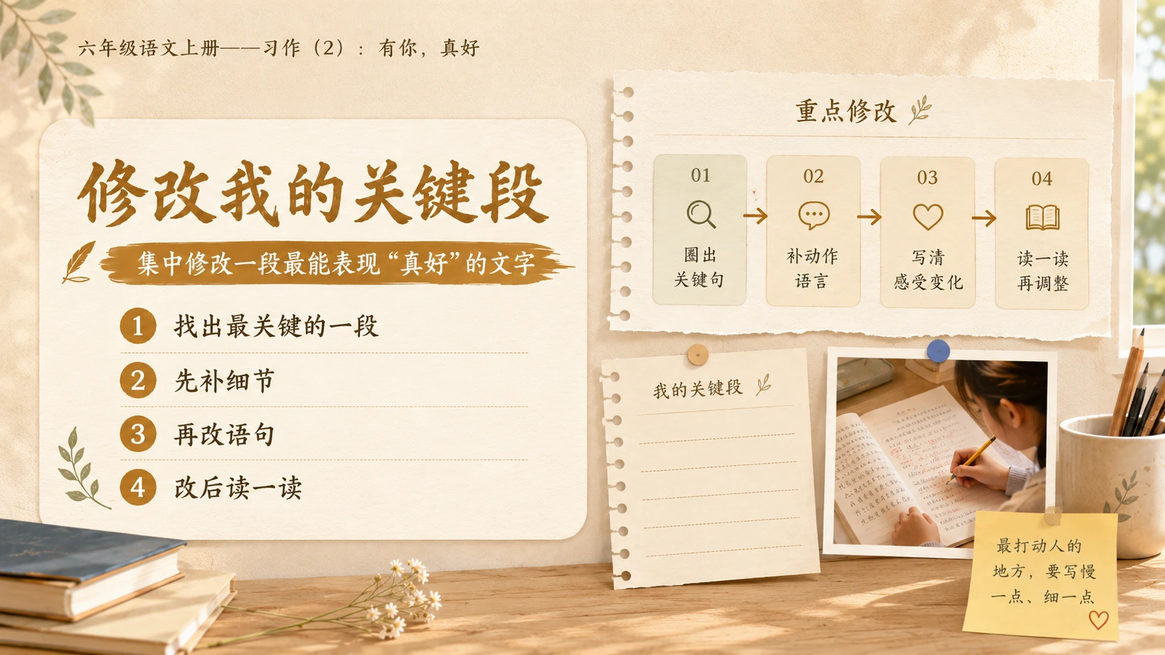 小学六年制统编教材系列课件——六年级语文上册：习作：有你，真好（2） - 预览图14