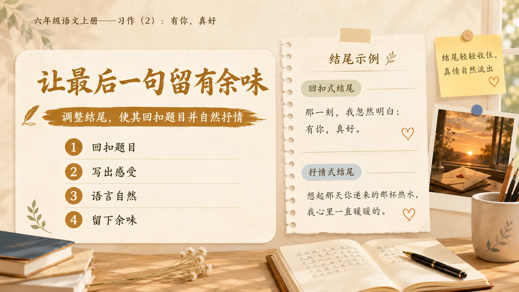 小学六年制统编教材系列课件——六年级语文上册：习作：有你，真好（2） - 预览图15