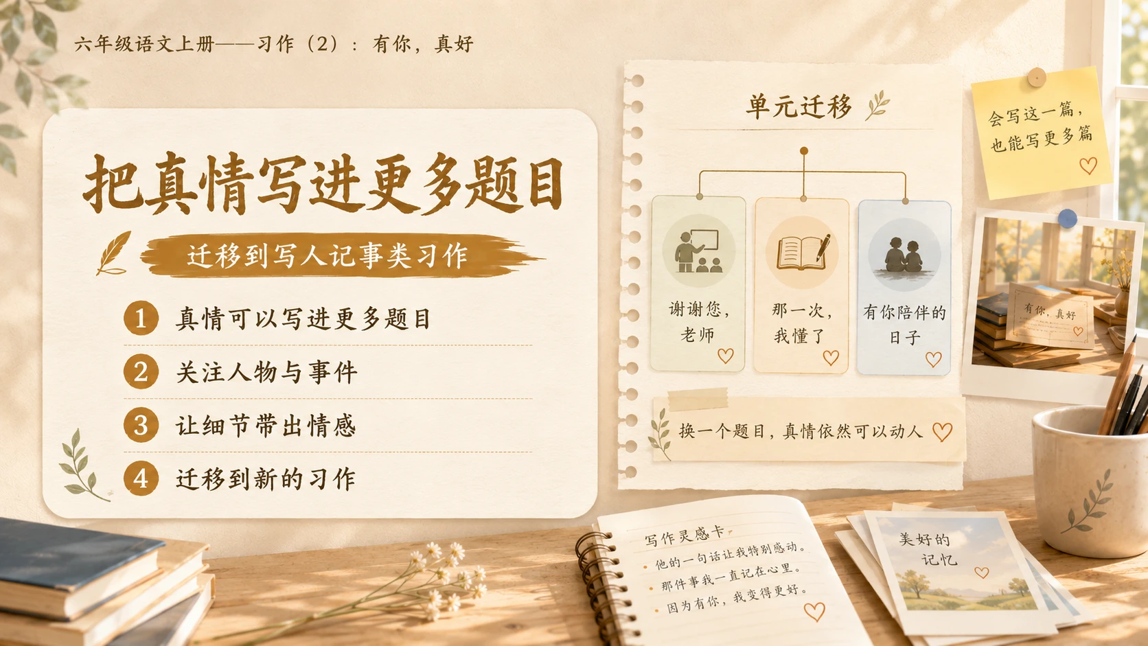小学六年制统编教材系列课件——六年级语文上册：习作：有你，真好（2） - 预览图19