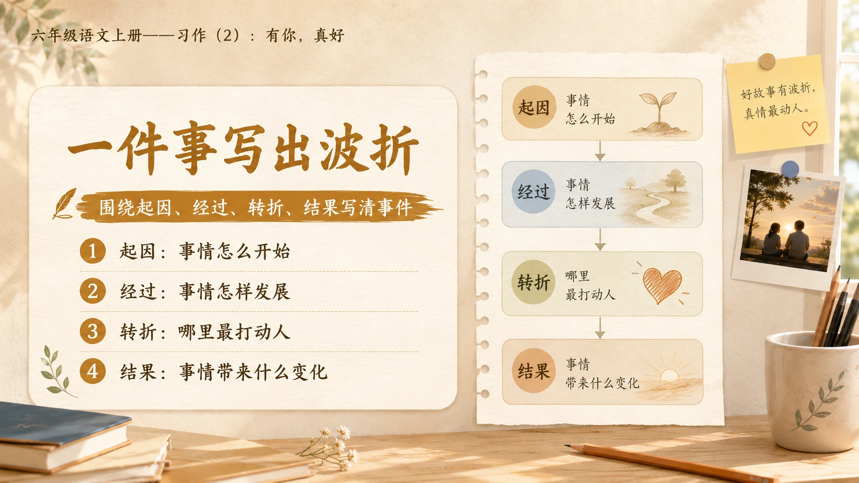 小学六年制统编教材系列课件——六年级语文上册：习作：有你，真好（2） - 预览图6
