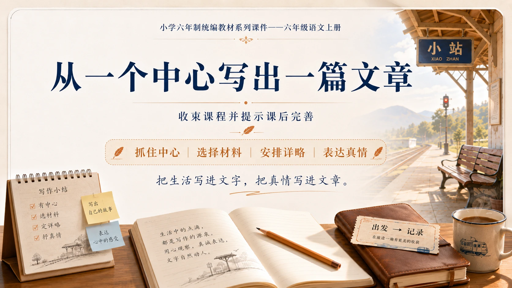 小学六年制统编教材系列课件——六年级语文上册：习作例文：爸爸的计划、小站 - 预览图18