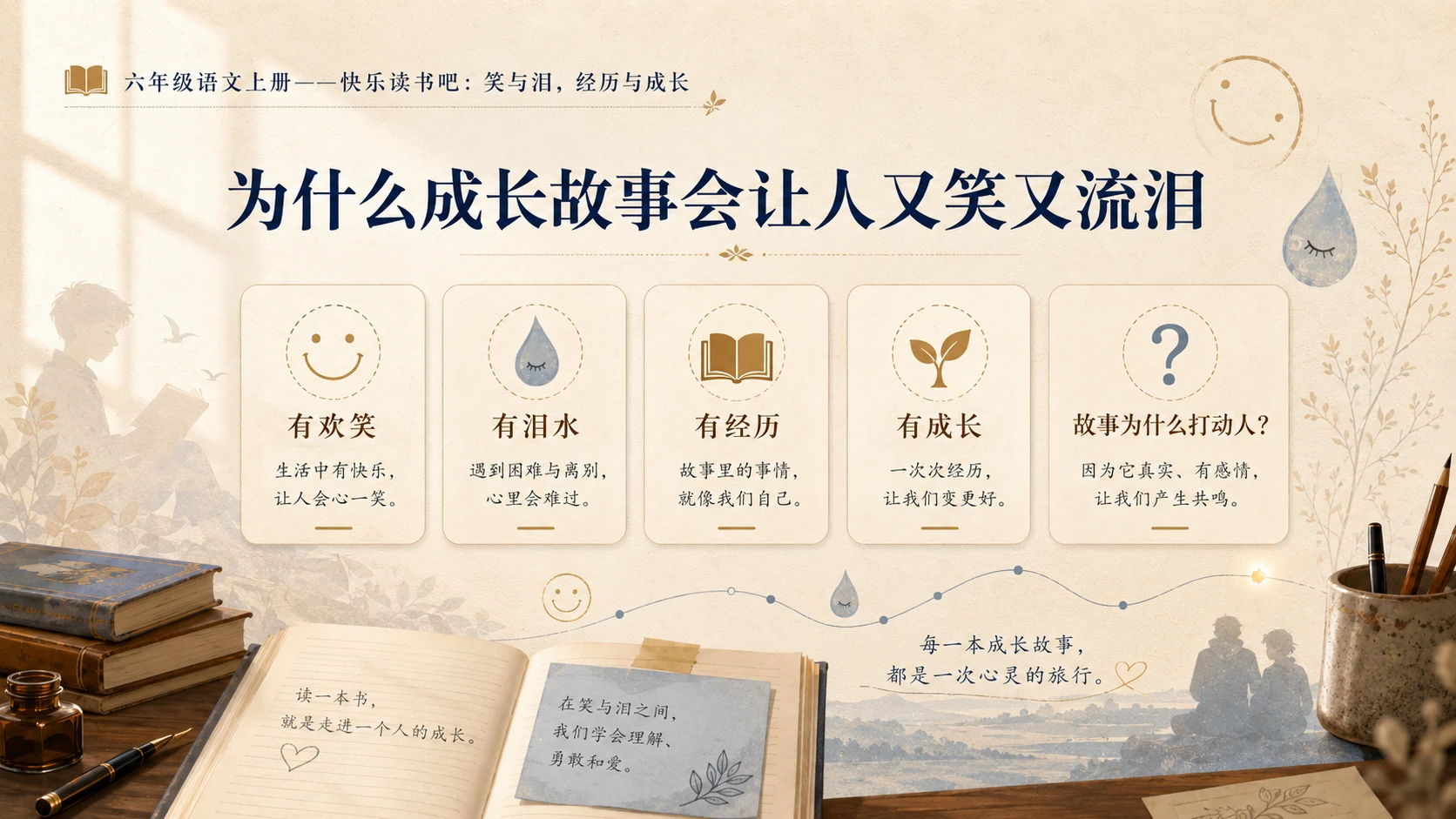 小学六年制统编教材系列课件——六年级语文上册：笑与泪，经历与成长 - 预览图2