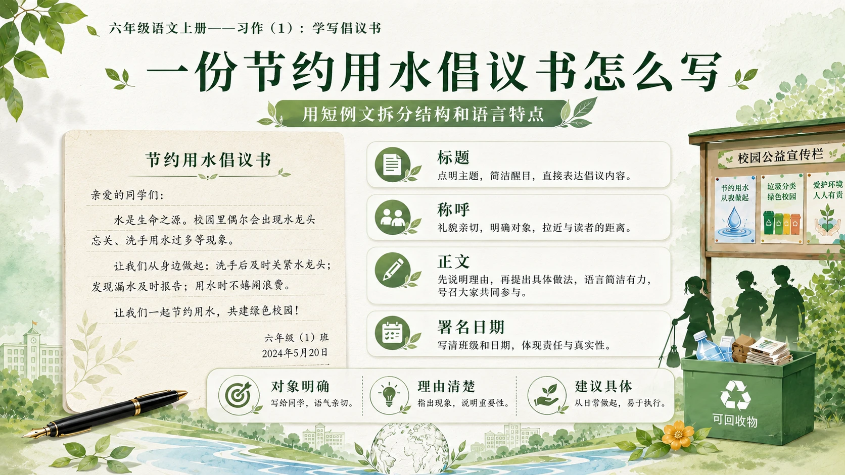 小学六年制统编教材系列课件——六年级语文上册：学写倡议书（1） - 预览图11