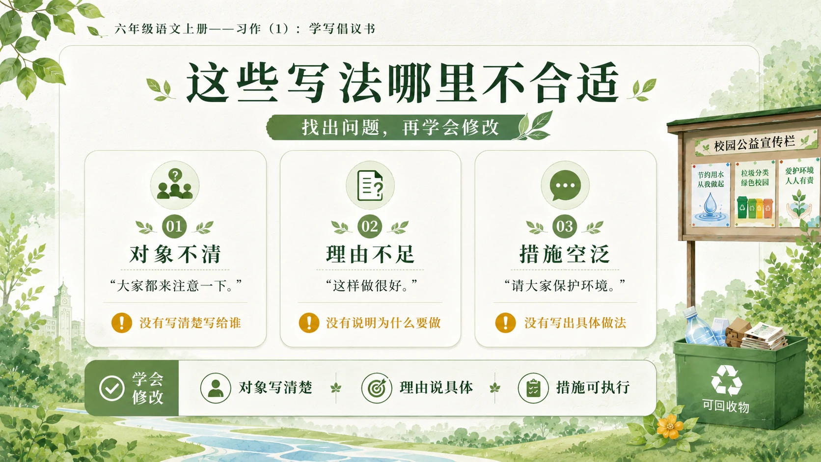 小学六年制统编教材系列课件——六年级语文上册：学写倡议书（1） - 预览图12