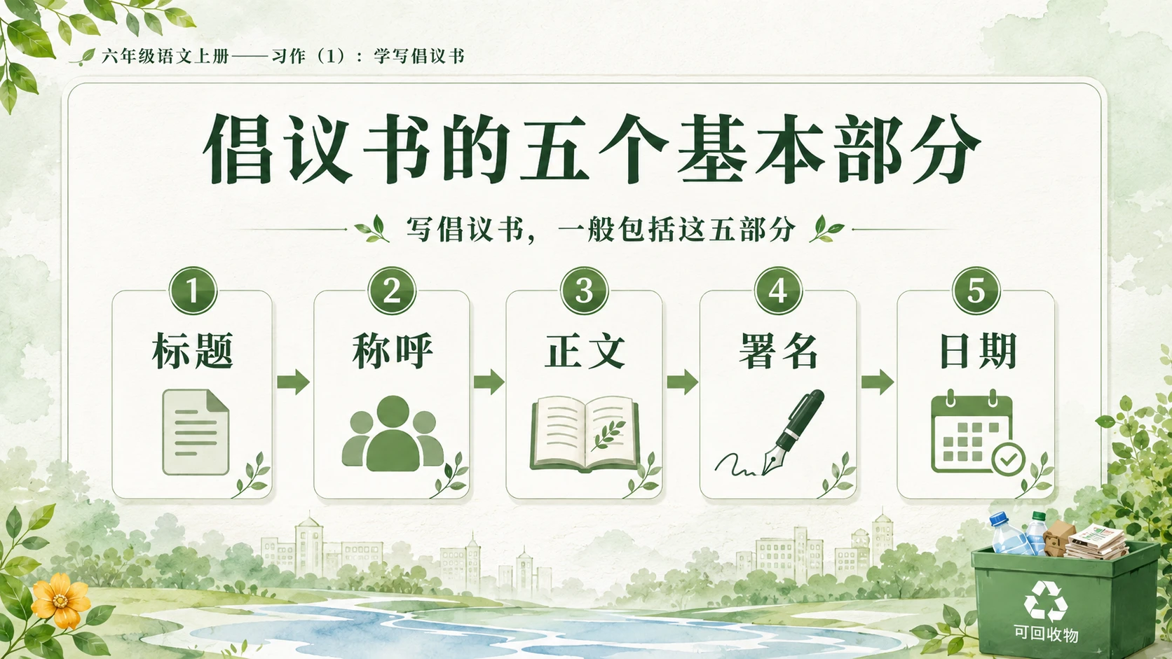 小学六年制统编教材系列课件——六年级语文上册：学写倡议书（1） - 预览图6