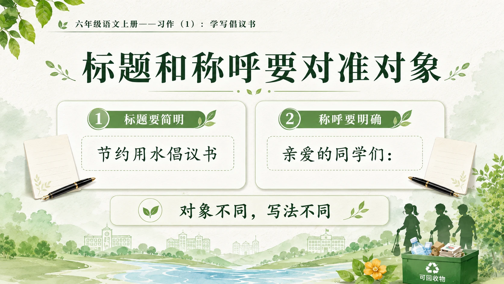 小学六年制统编教材系列课件——六年级语文上册：学写倡议书（1） - 预览图7