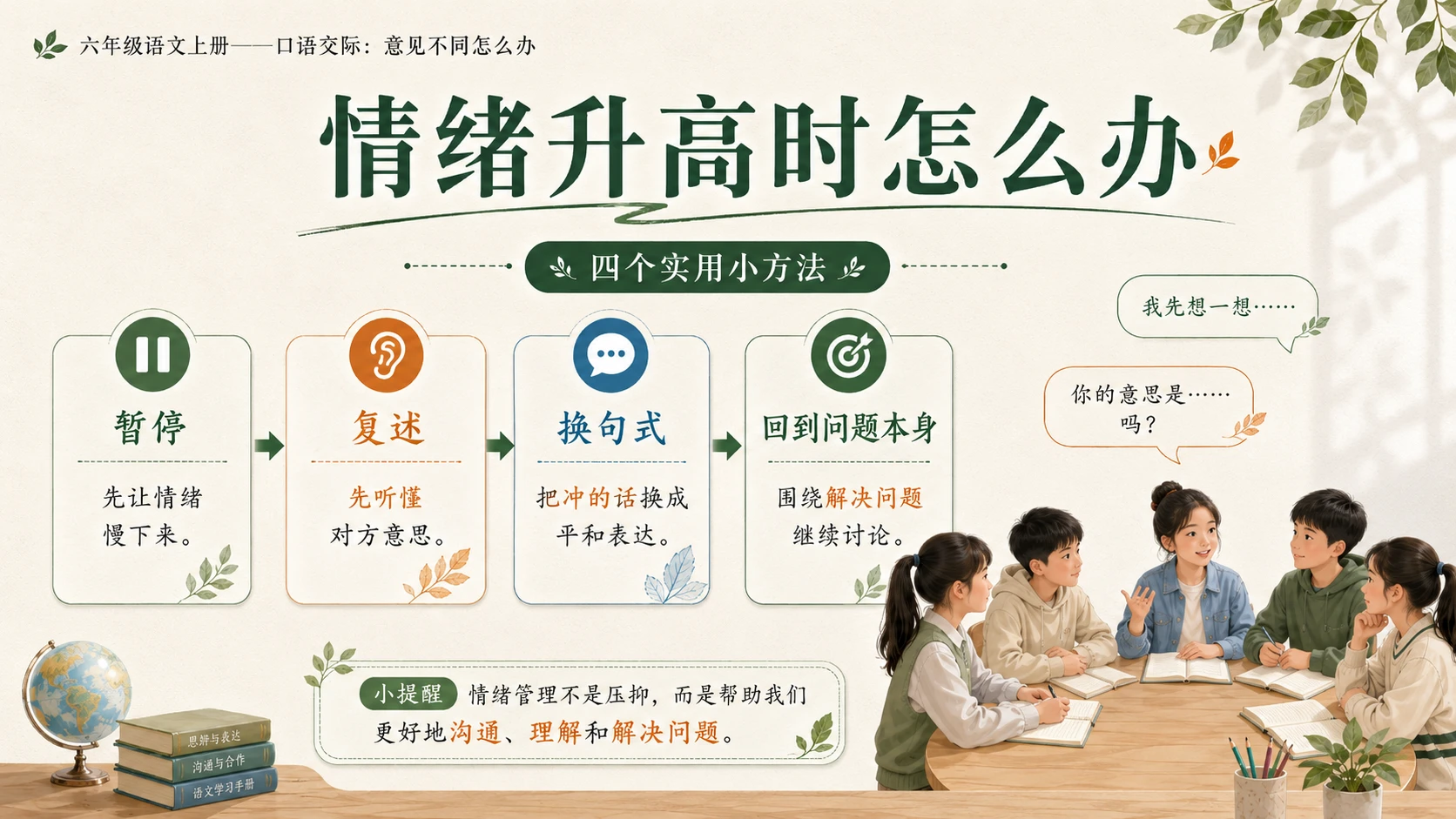 小学六年制统编教材系列课件——六年级语文上册：意见不同怎么办 - 预览图12