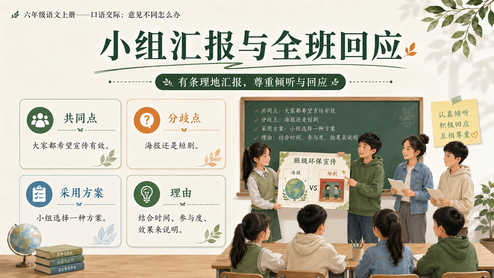 小学六年制统编教材系列课件——六年级语文上册：意见不同怎么办 - 预览图13