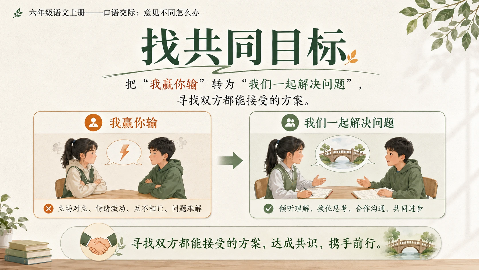 小学六年制统编教材系列课件——六年级语文上册：意见不同怎么办 - 预览图8