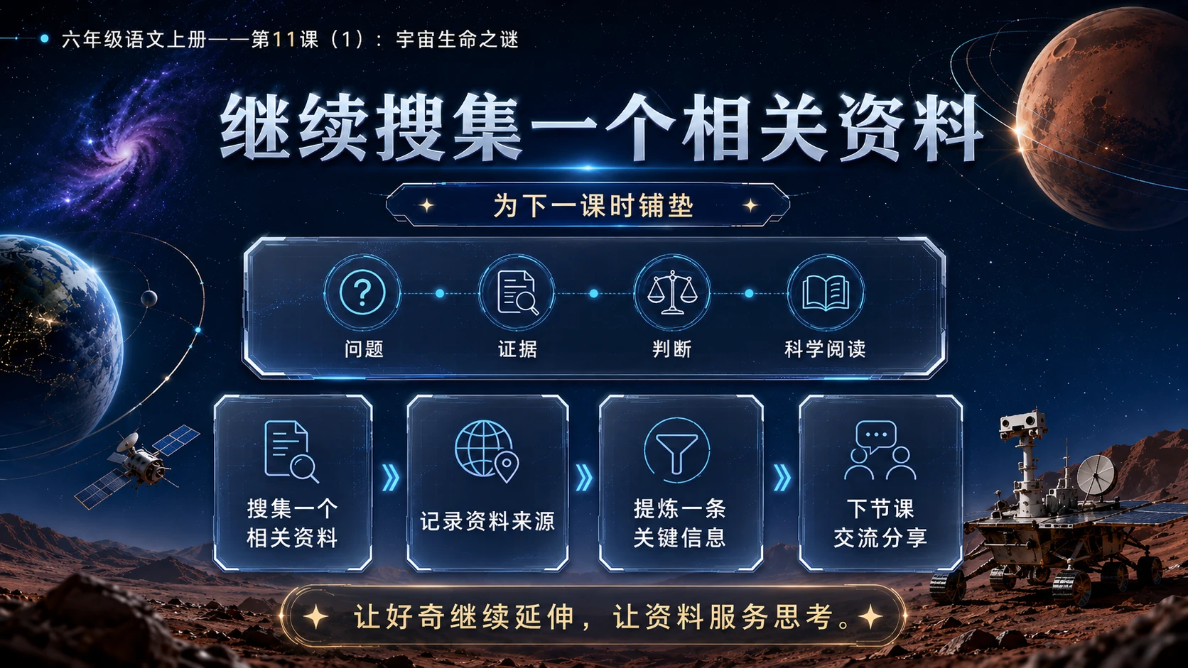小学六年制统编教材系列课件——六年级语文上册第11课（1）：宇宙生命之谜 - 预览图16