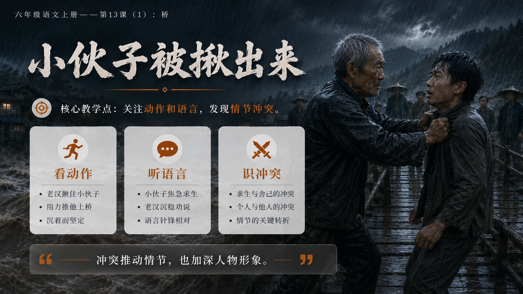 小学六年制统编教材系列课件——六年级语文上册第13课（1）：桥 - 预览图11