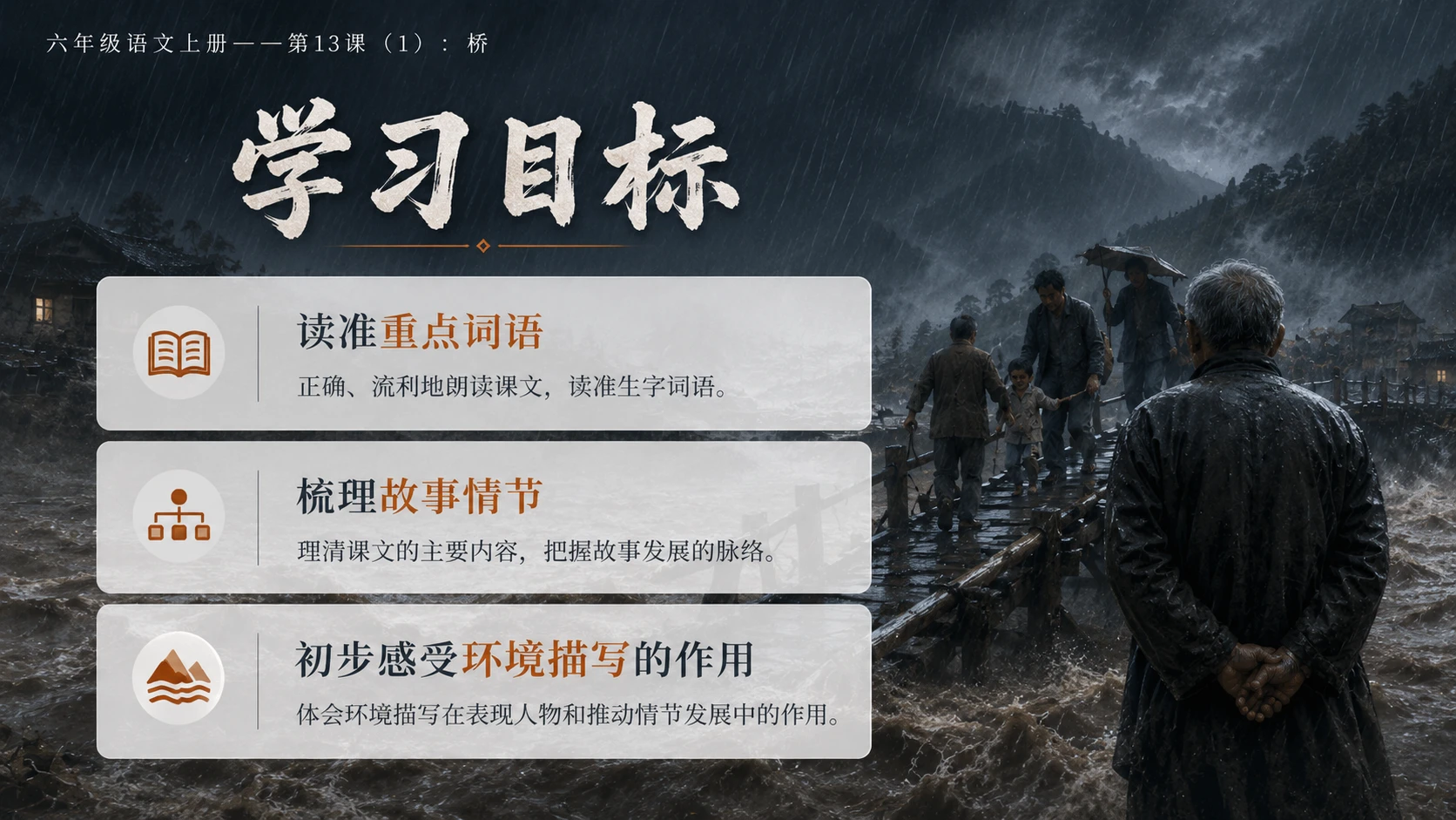 小学六年制统编教材系列课件——六年级语文上册第13课（1）：桥 - 预览图2