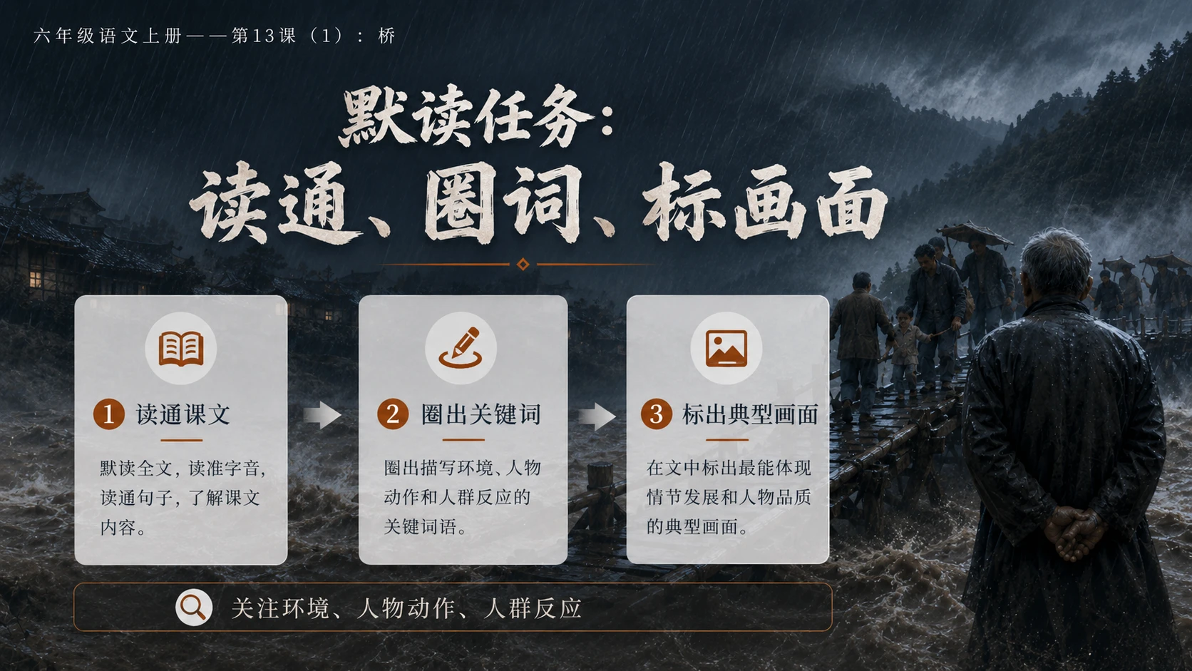 小学六年制统编教材系列课件——六年级语文上册第13课（1）：桥 - 预览图4
