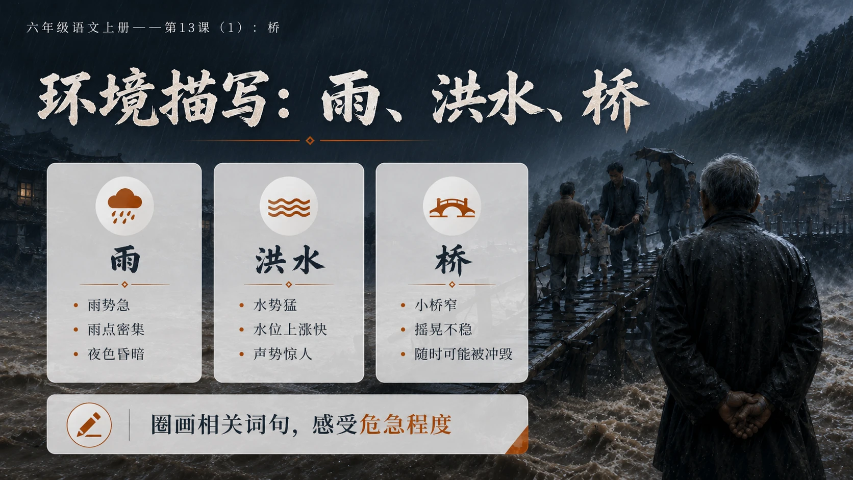 小学六年制统编教材系列课件——六年级语文上册第13课（1）：桥 - 预览图7