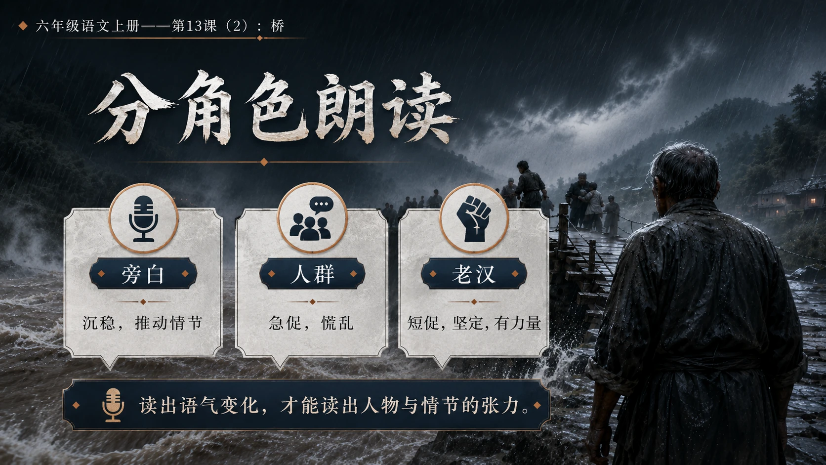 小学六年制统编教材系列课件——六年级语文上册第13课（2）：桥 - 预览图14