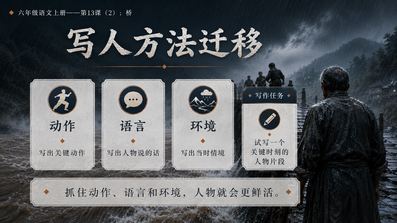 小学六年制统编教材系列课件——六年级语文上册第13课（2）：桥 - 预览图16