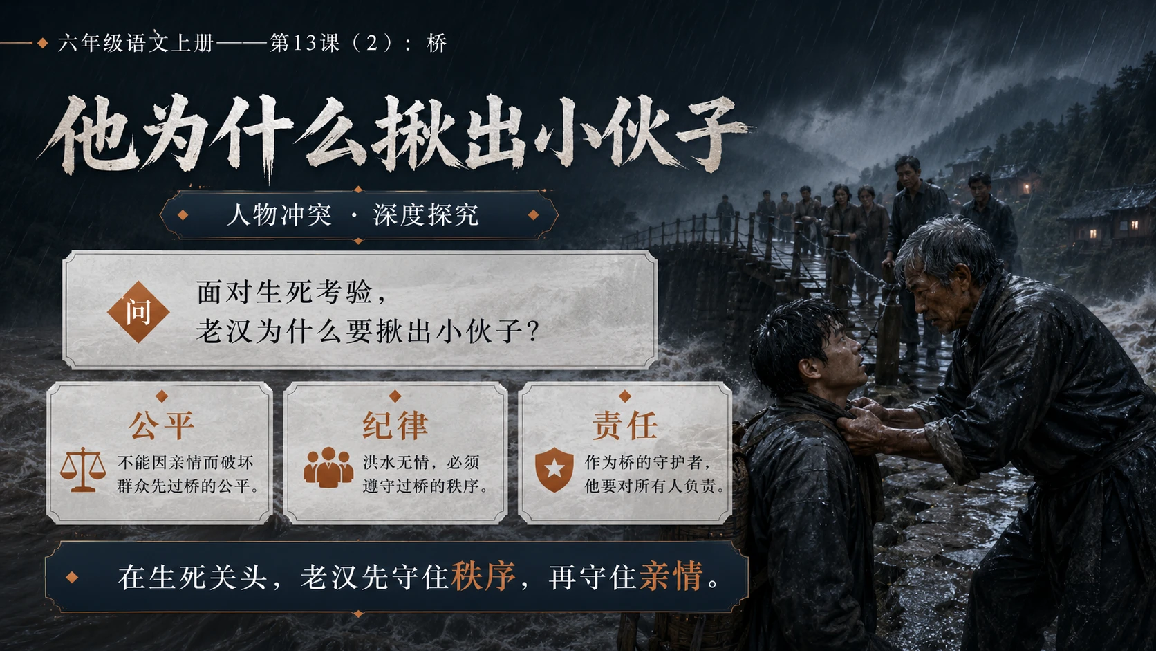 小学六年制统编教材系列课件——六年级语文上册第13课（2）：桥 - 预览图7