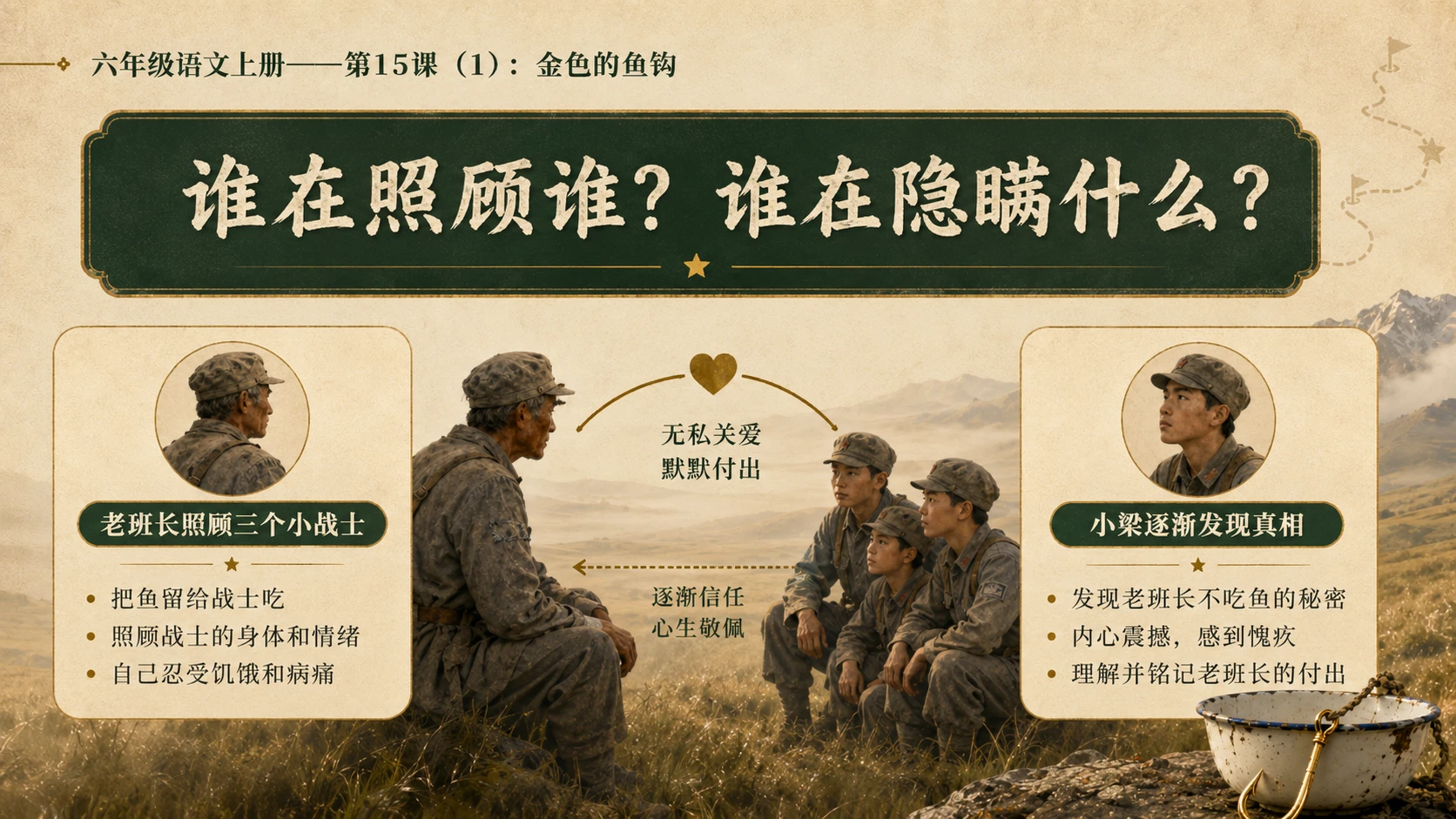 小学六年制统编教材系列课件——六年级语文上册第15课（1）：金色的鱼钩 - 预览图8
