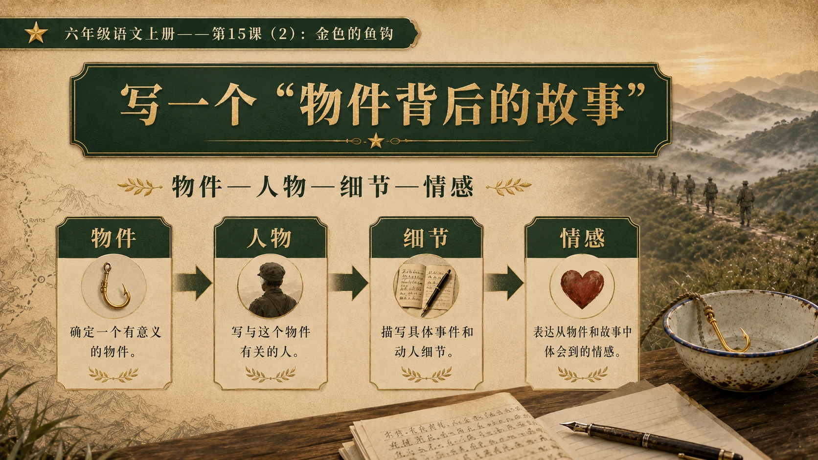 小学六年制统编教材系列课件——六年级语文上册第15课（2）：金色的鱼钩 - 预览图14