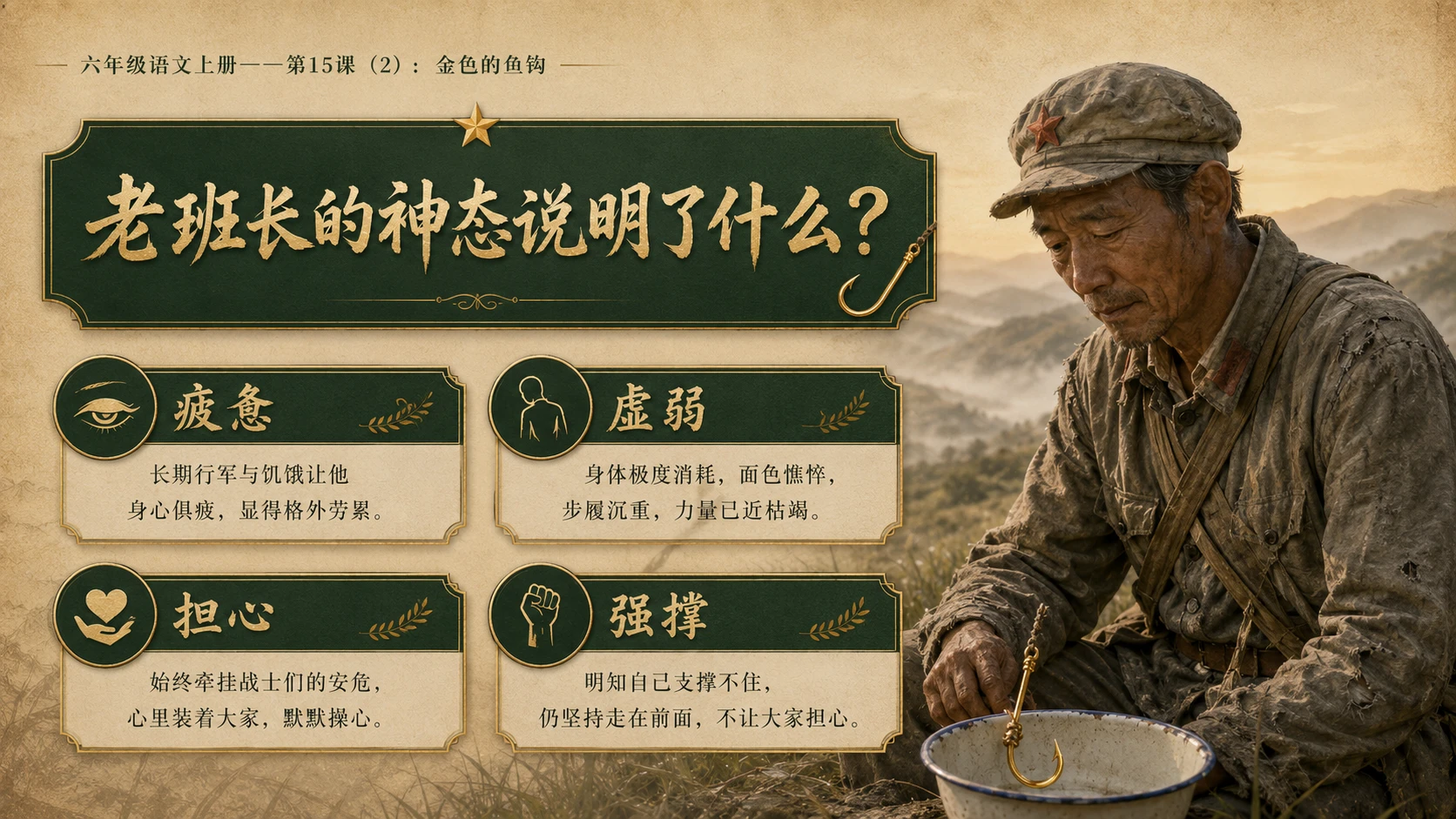 小学六年制统编教材系列课件——六年级语文上册第15课（2）：金色的鱼钩 - 预览图4