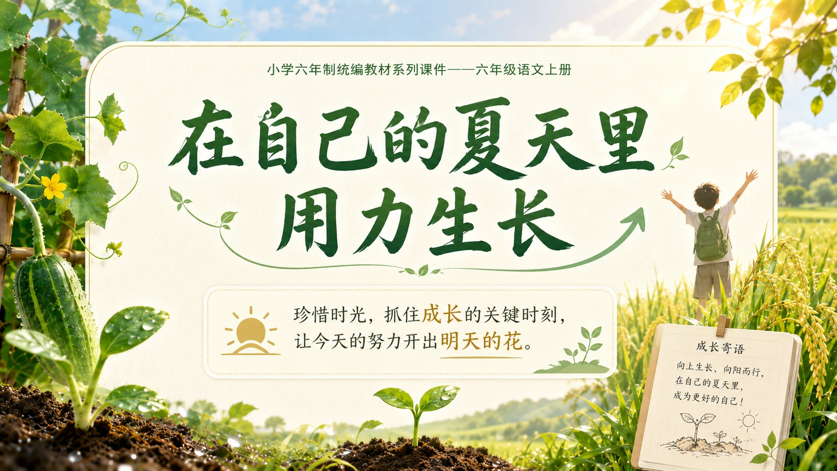 小学六年制统编教材系列课件——六年级语文上册第16课（2）：夏天里的成长 - 预览图18
