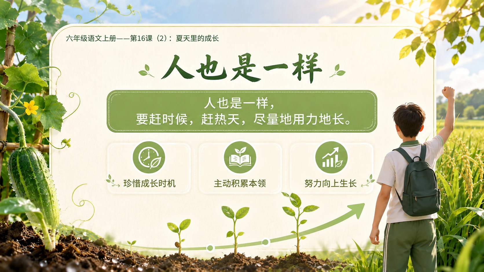 小学六年制统编教材系列课件——六年级语文上册第16课（2）：夏天里的成长 - 预览图7